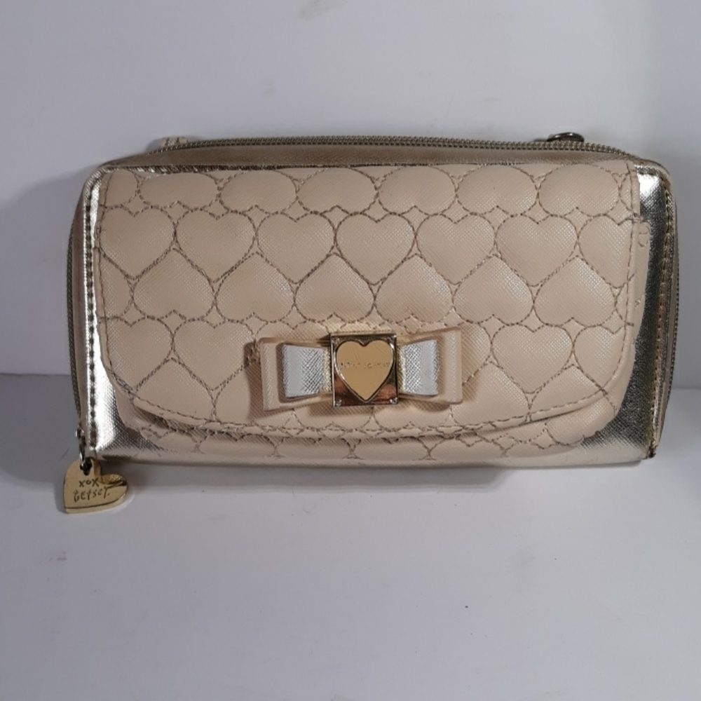 Betsy Johnson gold makeup case